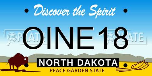 OINE18 North Dakota License Plate