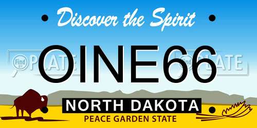 OINE66 North Dakota License Plate