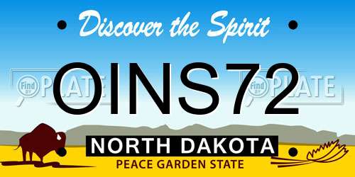 OINS72 North Dakota License Plate