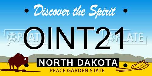 OINT21 North Dakota License Plate