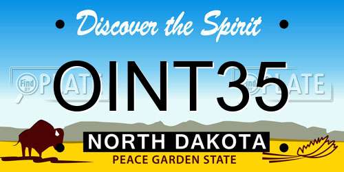 OINT35 North Dakota License Plate