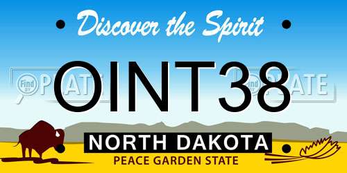 OINT38 North Dakota License Plate