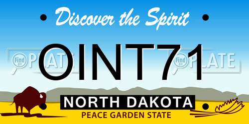 OINT71 North Dakota License Plate