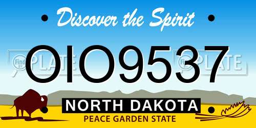 OIO9537 North Dakota License Plate