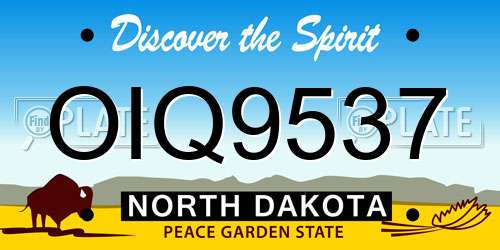 OIQ9537 North Dakota License Plate