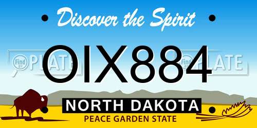 OIX884 North Dakota License Plate