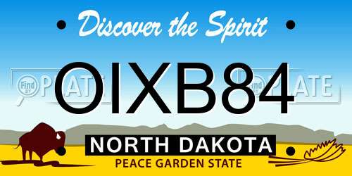 OIXB84 North Dakota License Plate