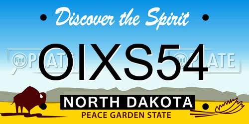 OIXS54 North Dakota License Plate