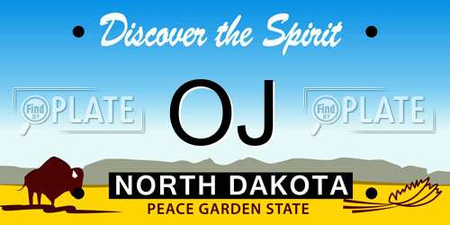 OJ North Dakota License Plate