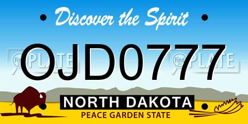 OJD0777 North Dakota License Plate