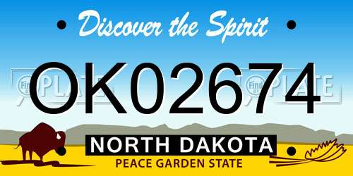 OK02674 North Dakota License Plate