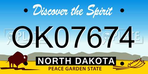 OK07674 North Dakota License Plate