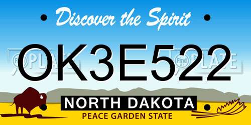 OK3E522 North Dakota License Plate