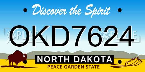 OKD7624 North Dakota License Plate
