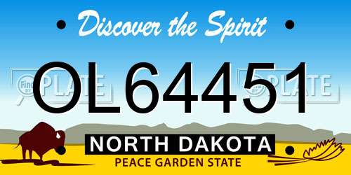 OL64451 North Dakota License Plate