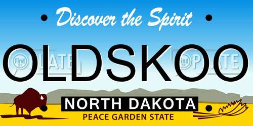 OLDSKOO North Dakota License Plate