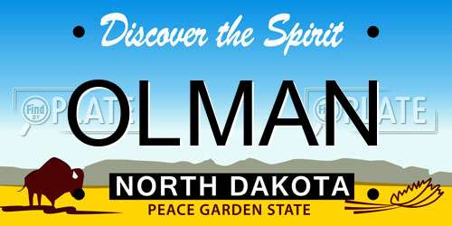 OLMAN North Dakota License Plate