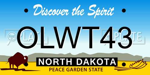 OLWT43 North Dakota License Plate