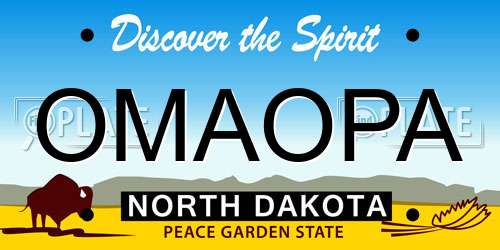OMAOPA North Dakota License Plate