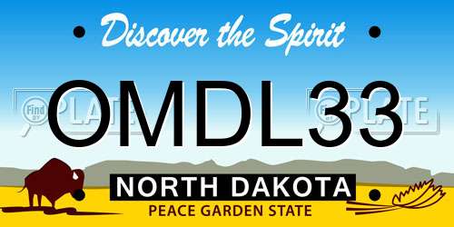OMDL33 North Dakota License Plate