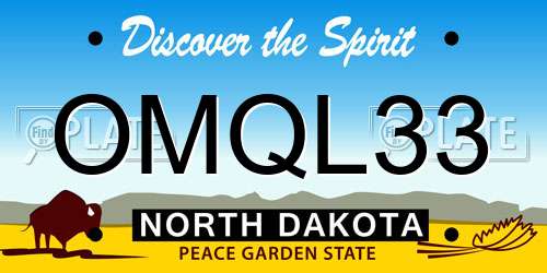 OMQL33 North Dakota License Plate