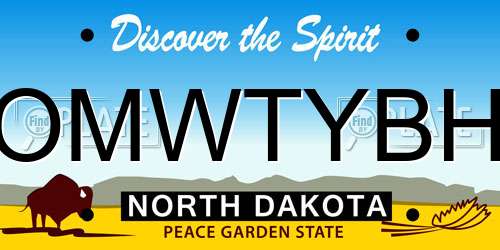 OMWTYBH North Dakota License Plate