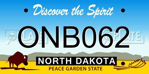 ONB062 North Dakota License Plate
