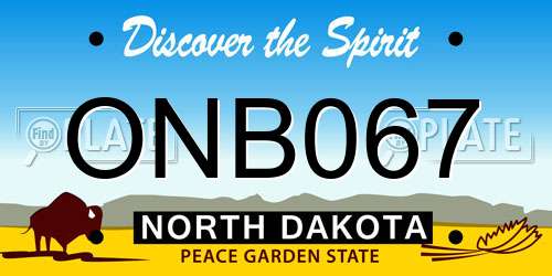 ONB067 North Dakota License Plate