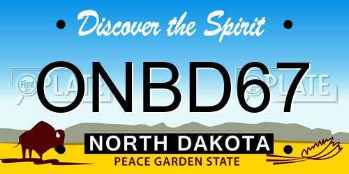 ONBD67 North Dakota License Plate