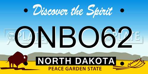 ONBO62 North Dakota License Plate