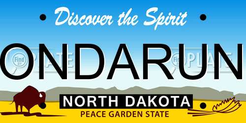 ONDARUN North Dakota License Plate