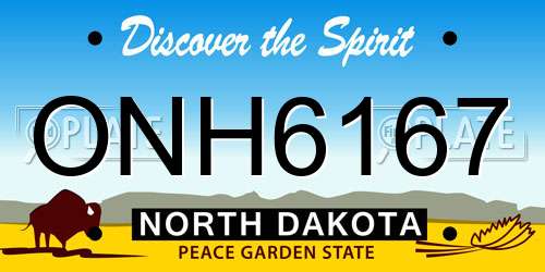 ONH6167 North Dakota License Plate