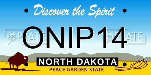 ONIP14 North Dakota License Plate
