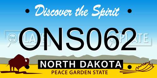ONS062 North Dakota License Plate