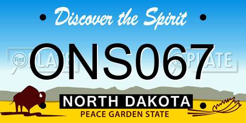 ONS067 North Dakota License Plate