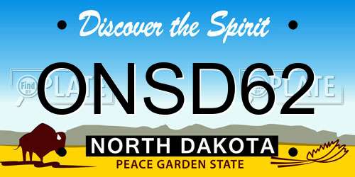 ONSD62 North Dakota License Plate