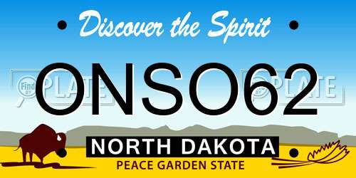 ONSO62 North Dakota License Plate