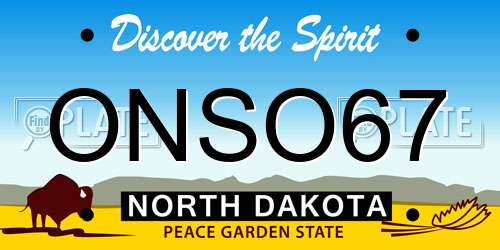 ONSO67 North Dakota License Plate