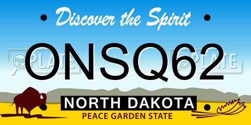 ONSQ62 North Dakota License Plate