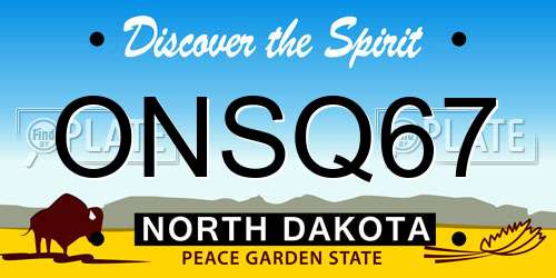 ONSQ67 North Dakota License Plate