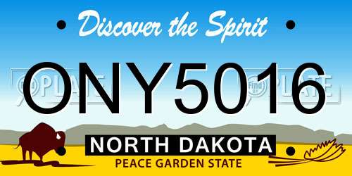 ONY5016 North Dakota License Plate