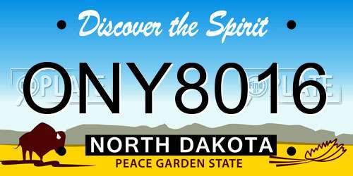 ONY8016 North Dakota License Plate