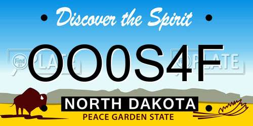 OO0S4F North Dakota License Plate