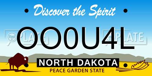 OO0U4L North Dakota License Plate