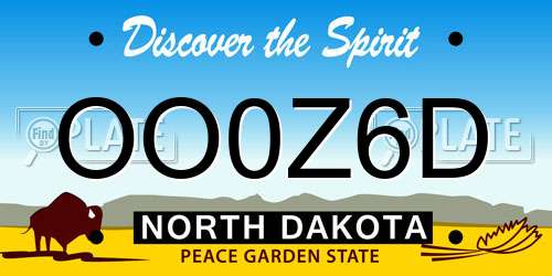 OO0Z6D North Dakota License Plate
