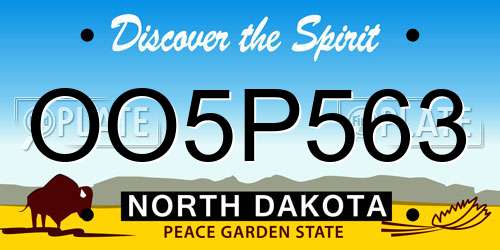 OO5P563 North Dakota License Plate
