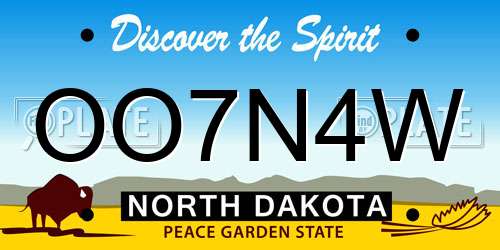 OO7N4W North Dakota License Plate