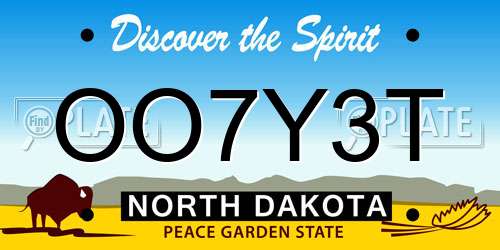 OO7Y3T North Dakota License Plate