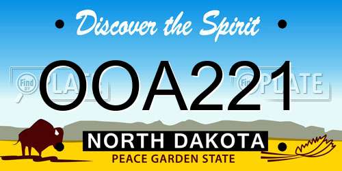 OOA221 North Dakota License Plate