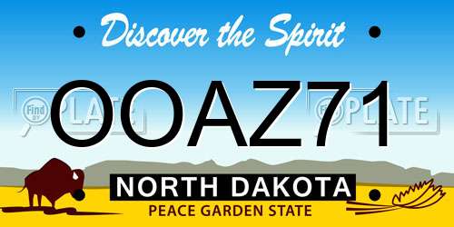 OOAZ71 North Dakota License Plate